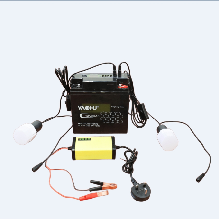 12V 20AH multifunctional battery full kit, 12V 20AH lead-acid battery with USB port, 1 pcs 2A charger, 4 DC 5W bulb