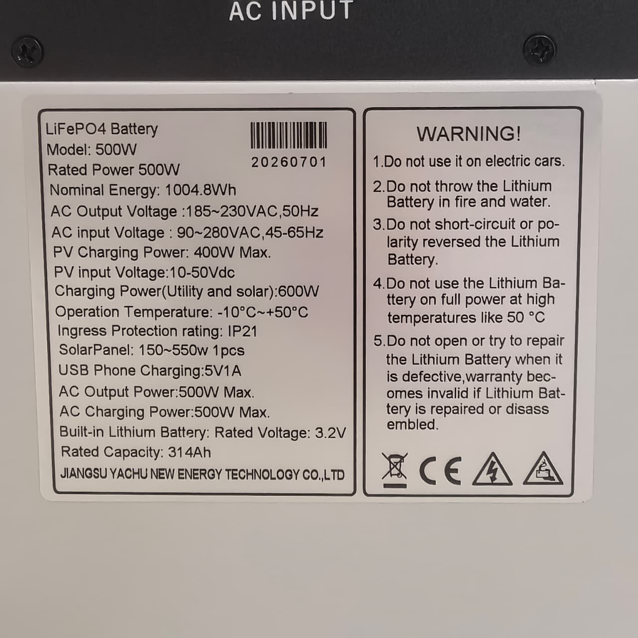 YACHU 1kwh portable power station with 500w inverter - Image 5